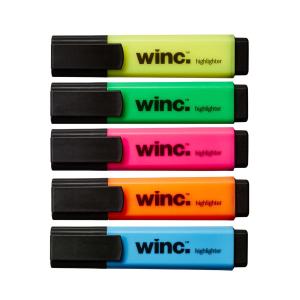 Winc Highlighter Chisel Tip 2.0-5.0mm Assorted Colours Box 5