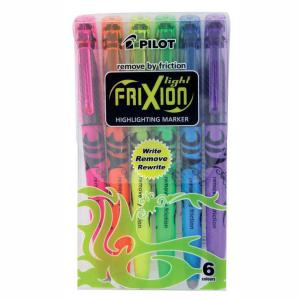 Pilot Frixion Light Erasable Highlighter Chisel Assorted Colours Wallet 6