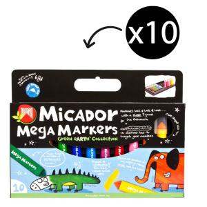 Micador Mega Markers Coloured Markers Assorted Pack 10