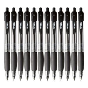 Winc Retractable Ballpoint Pen Fine 0.7mm Black Box 12