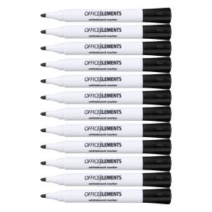 Office Elements Black Whiteboard Markers 2.5mm Bullet Tip Box Of 12