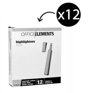 Office Elements Highlighter 1.0-4.5mm Assorted Colours Box 12
