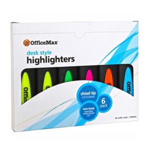 Officemax Assorted Colours Desk Style Highlighters Chisel Tip Pack Of 6