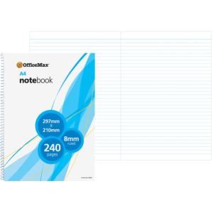 Officemax A4 Spiral Notebook 8mm Ruled 240 Pages