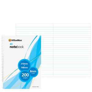 Officemax A5 Spiral Notebook 8mm Ruled 200 Pages