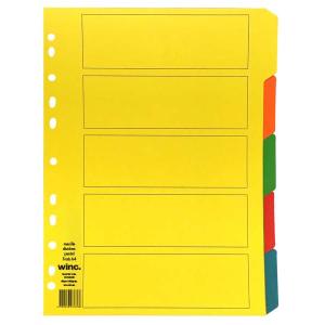 Winc Manilla Dividers A4 Assorted Colours Set of 5 Tabs