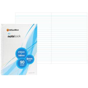 Officemax Notebook A5 Spiral Side Opening 8mm Ruled 90 Pages