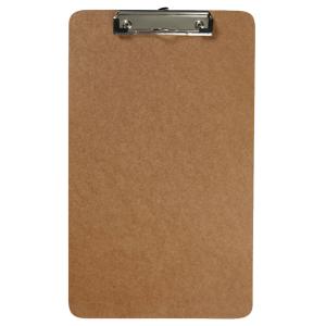 Winc Clipboard Foolscap Masonite Small Flat Metal Clip Brown