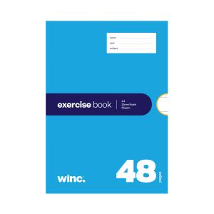Winc Exercise Book A4 25mm Ruled Red Margin 56gsm 48 Pages