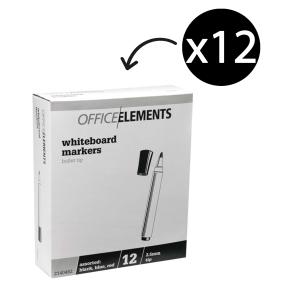 Office Elements Whiteboard Markers 2.5mm Bullet Tip Assorted Colours Box 12