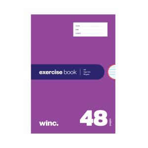 Winc Exercise Book A4 QLD Year 3/4 12mm Ruled Red Margin 56gsm 48 Pages