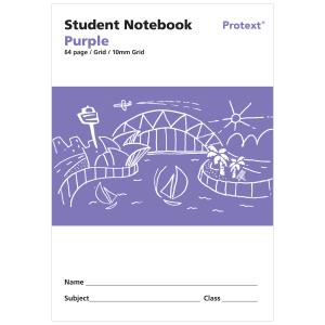 Protext Student Note Book Grid 10mm Purple 64 Page
