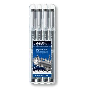 Staedtler Pigment Liners Assorted Widths Black Pack 4