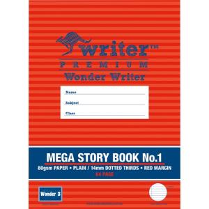 Wonder Writer Eb6582 Mega Story Book No.1 Plain/14mm Dotted Thirds Red Margin 64 Pages