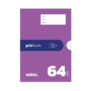 Officemax Exercise Book NSW 10mm Grid 250x175mm 57gsm Purple 64 Pages