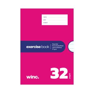 Officemax Exercise Book NSW 6mm Double Ruled 250x175mm 57gsm Ruby Red 32 Pages