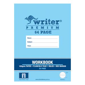 Writer Premium Workbook Plain 1 side/QLD Year 1 Ruled 1 side 64 Pages Red