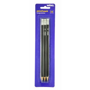 Winc Hb Pencils with Hexagonal Barrel And Eraser Tip Pack 3