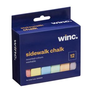 Winc Washable Sidewalk Chalk Assorted Colours Pack 12