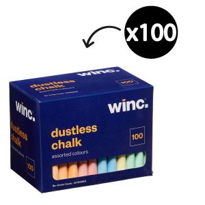 Winc Chalk Dustless Coloured Box 100