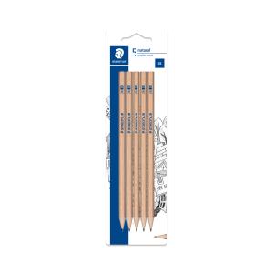 Staedtler Natural Graphite Pencil 2B Card Of 5