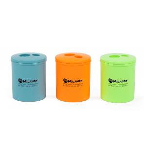 Micador Recycled Pencil Sharpener With Container Double Hole Assorted Colours