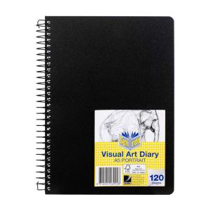 Spirax Visual Art Diary A5 P705 Black Cover Side Opening 110gsm 120 Pages