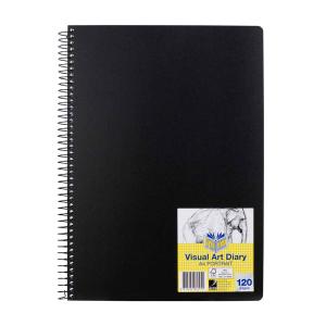 Spirax Visual Art Diary A4 P704 Black Cover Side Opening 110gsm 120 Pages