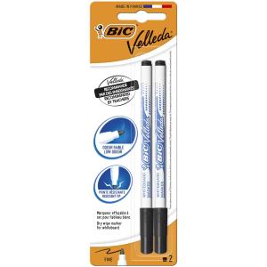 Bic Velleda 1721 Whiteboard Marker Black Bullet Tip Fine Pack Of 2