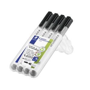 Staedtler Lumocolour Whiteboard Compact Marker Black Bullet Wallet 4