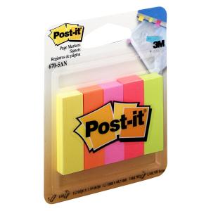 Post-It Page Markers Assorted Colours 12.7 X 44.4mm Pack 5