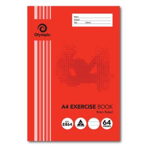 Olympic Exercise Book 64 Pages Stapled 8mm Ruled A4