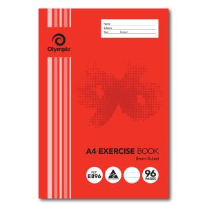 Olympic Exercise Book A4 8mm Stapled Ruled 96 Pages