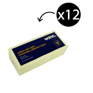 Winc Self-Stick Removable Notes 34X47mm Yellow 12 Pads Pack