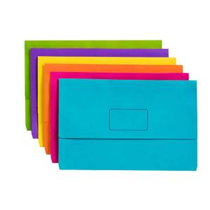 Marbig Slimpick Document Wallet Foolscap Bright Assorted Pack 10