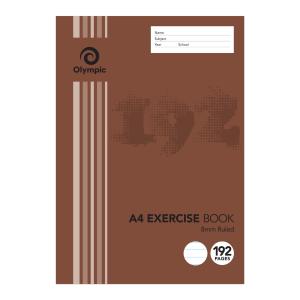 Olympic A4 Exercise Book 8mm Ruled Section Bound Red Margin 56gsm 192 Pages
