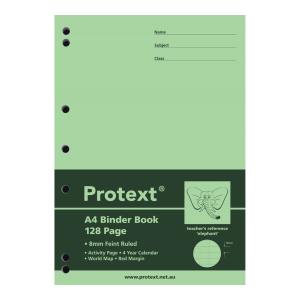 Protext Binder Book A4 8mm Ruled Red Margin Assorted Colours Polypropylene 70gsm 128 Pages