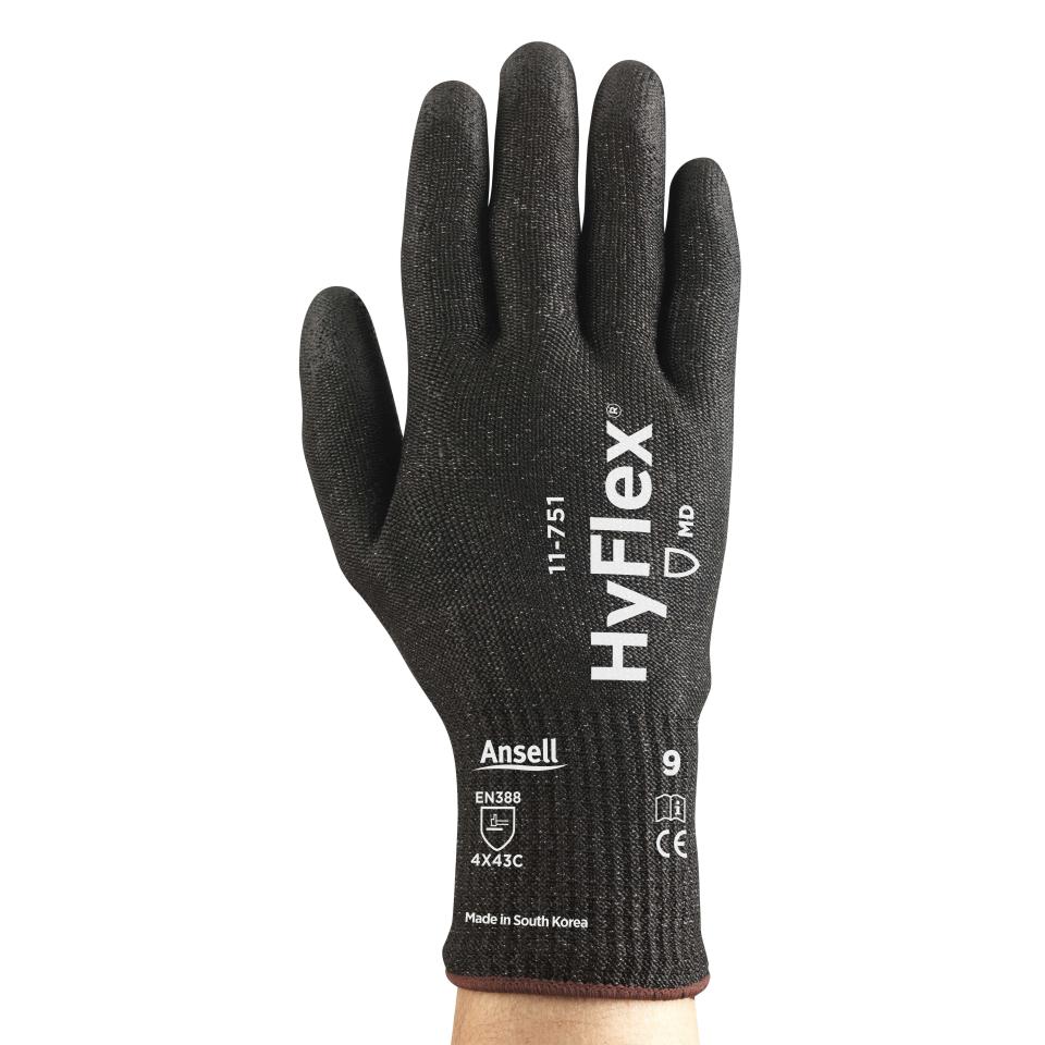 Ansell HyFlex 11-751 Intercept Cut Resistant PU Palm Coated Gloves Pack of 12