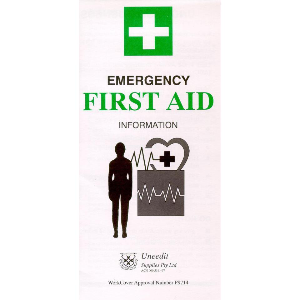 Uneedit FirstAid Pamphlet As Approved By Workcover Fap Winc