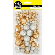 Arbee Pom Pom Glitter Metallic 3 Sizes 100 Pieces