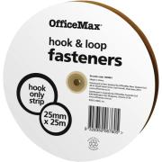 Officemax Hook Only Fastener Strip Adhesive Back White 25mm X 25m