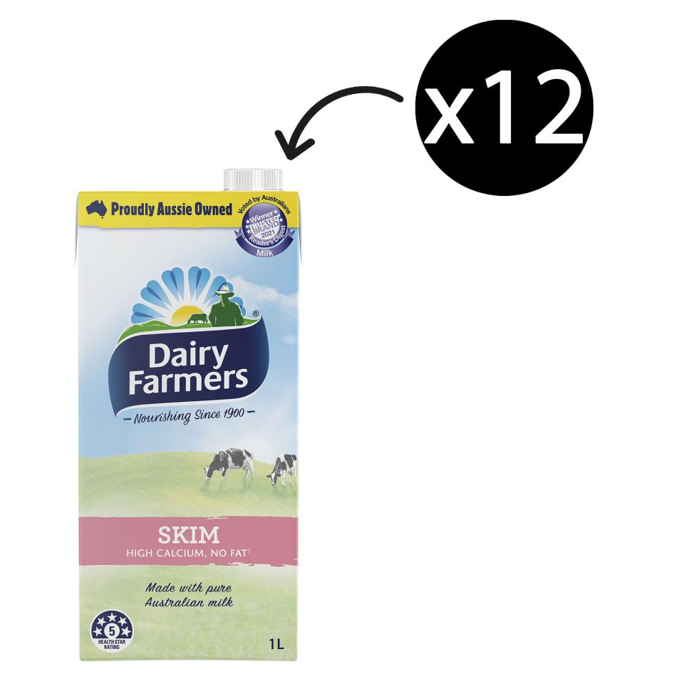 Dairy Farmers UHT Skim Milk 1L Carton 12 Winc