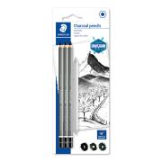 Mars Lumograph Charcoal 3 Assorted Pencils With One Blending Stump