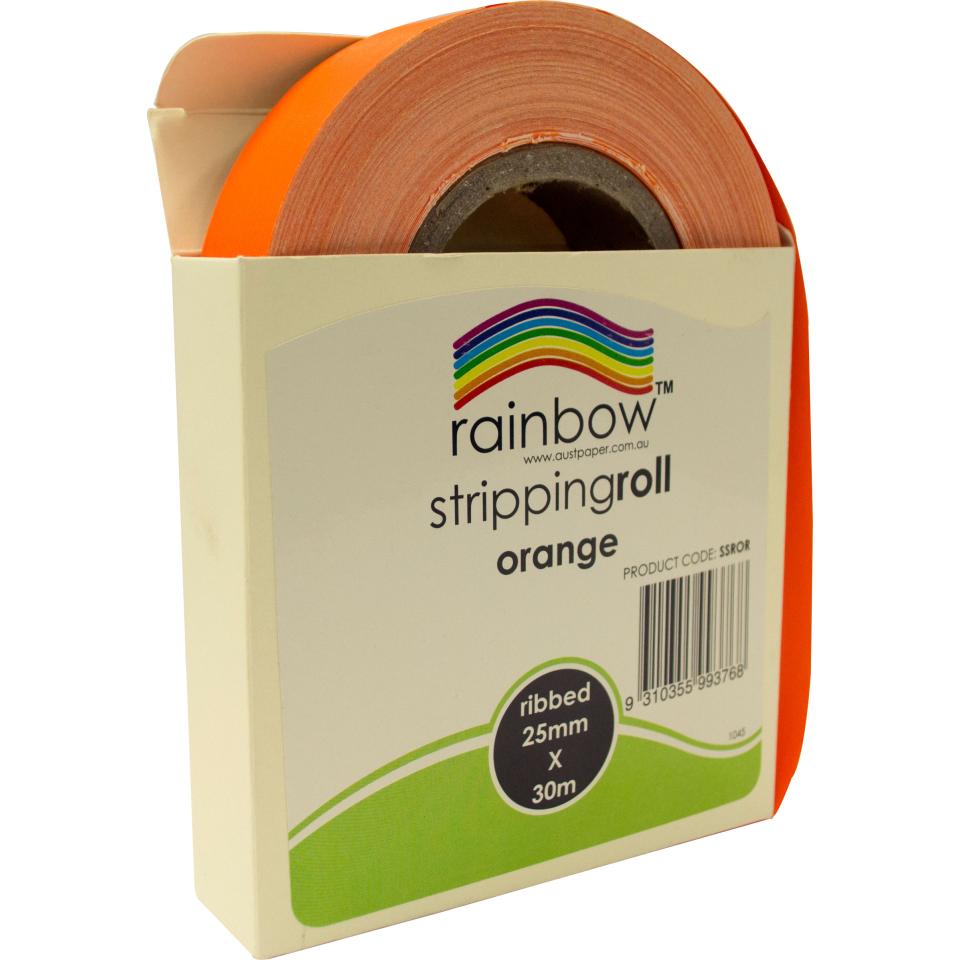 Rainbow Stripping Streamer Roll 25mmx30mm Orange