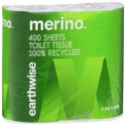 Merino Earthwise Toilet Tissue 2 Ply 400 Sheet Pack 4