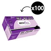 Mediflex Niplus Nitrile Long Cuff Non Sterile Examination Gloves Large Purple Box 100