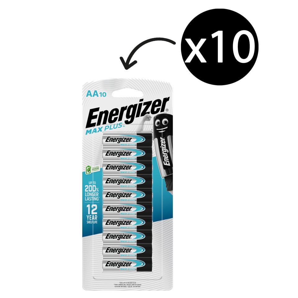 Energizer Max Plus Alkaline Battery AA Pack 10