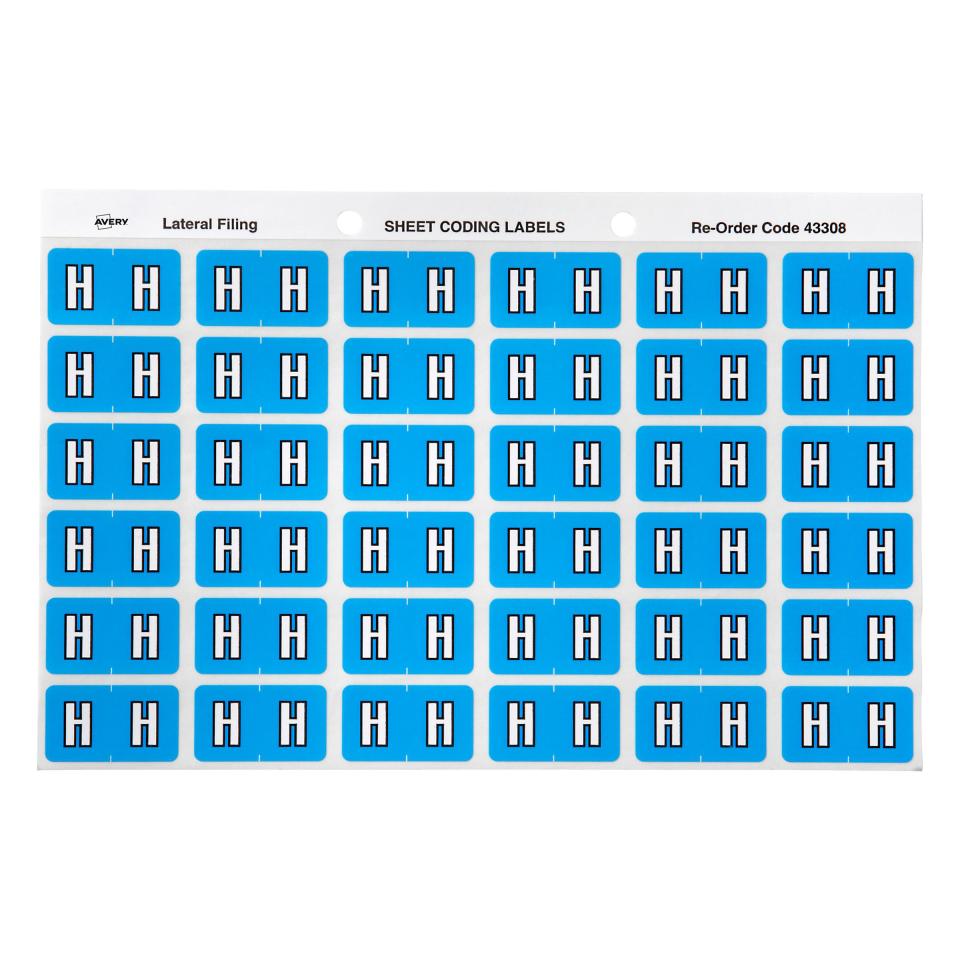 Avery H Side Tab Colour Coding Labels for Lateral Filing - 25 x 38mm - Blue - 180 Labels