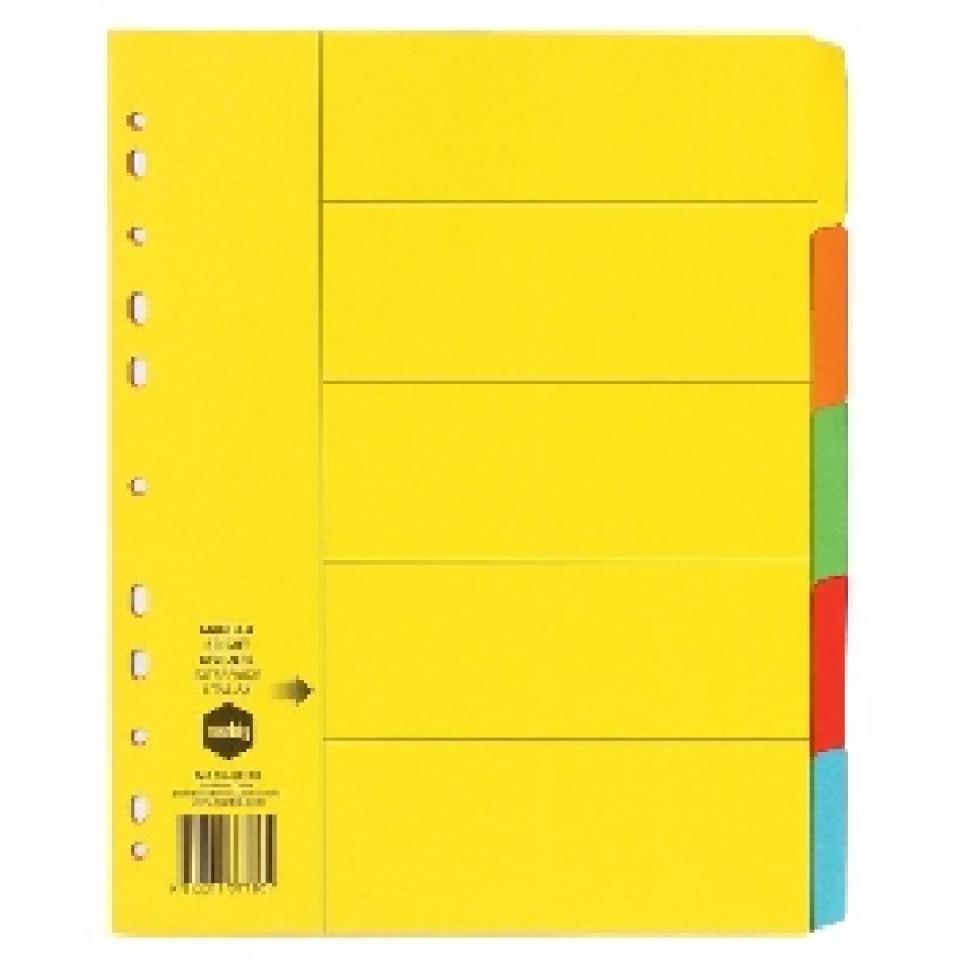 Marbig Dividers Manilla Extra Wide A4 Bright Colours 5 Tab Winc