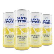 Santa Vittoria Mineral Water Sparkling Lemon Flavoured Can 330ml Pack 4